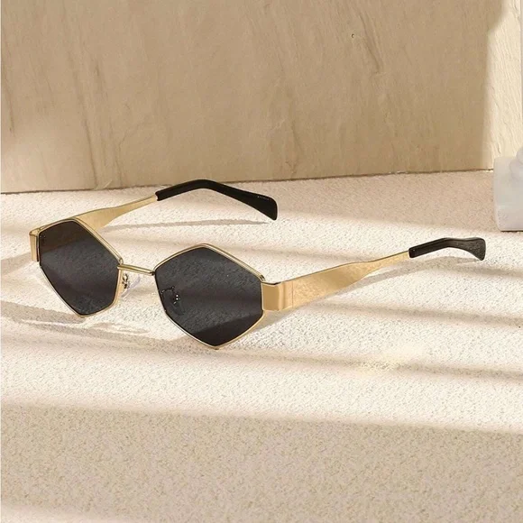Retro Multi Color Hexagon Shaped Metal Sunglasses OS New - Picture 5 of 7